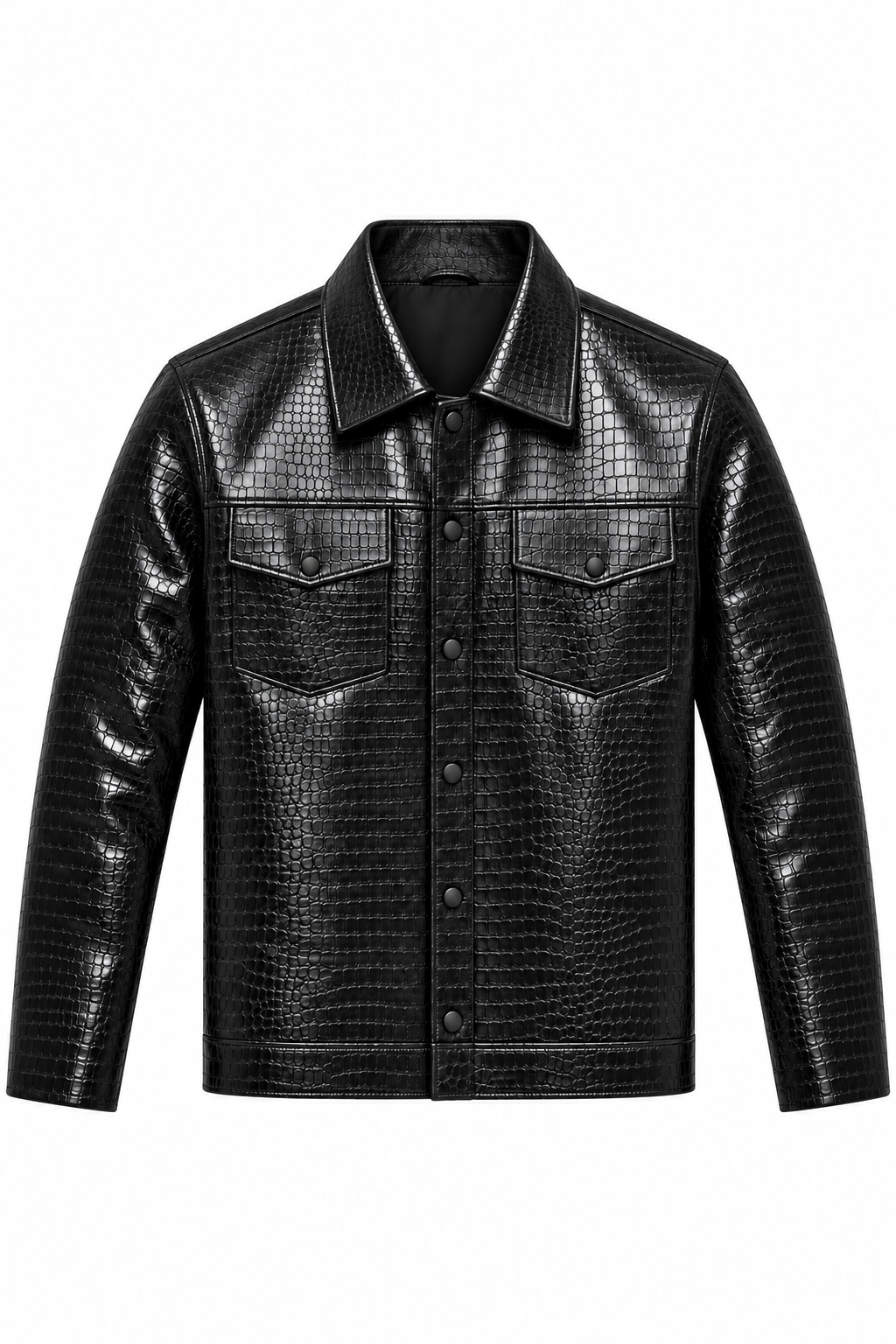 CROCO LEATHER OVERSHIRT JACKET
