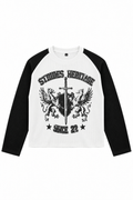 Raglan waffle black t-shirt